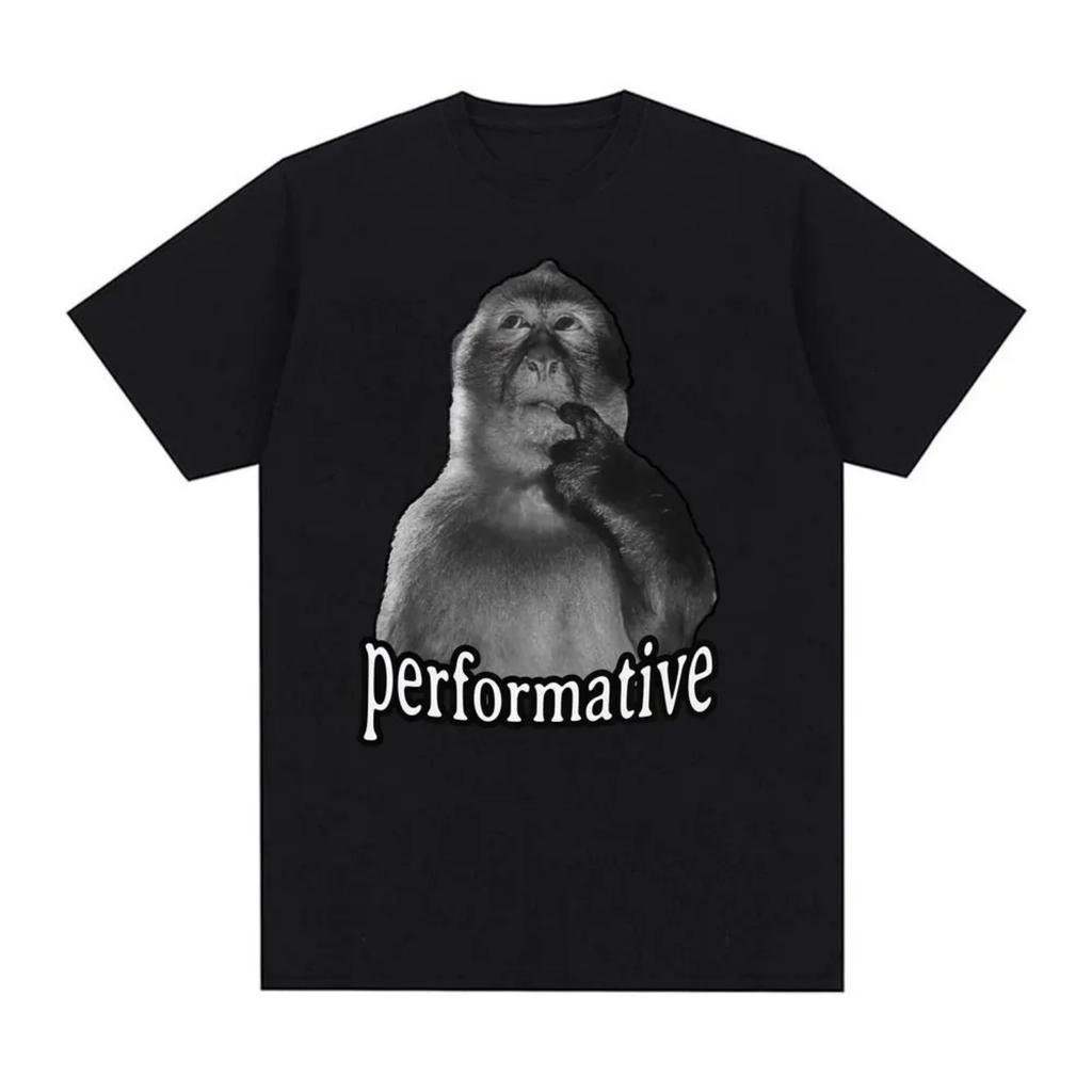 Funny Performative Meme Graphic T Shirt Clothing Fashion Humor Vintage T-shirts Oversized 100_ Cotton T-shirt Streetwear