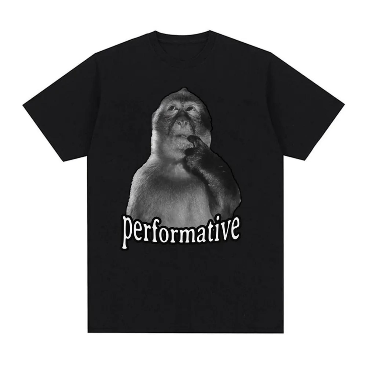 

Funny Performative Meme Graphic T Shirt Clothing Fashion Humor Vintage T-shirts Oversized 100_ Cotton T-shirt Streetwear S чёрный