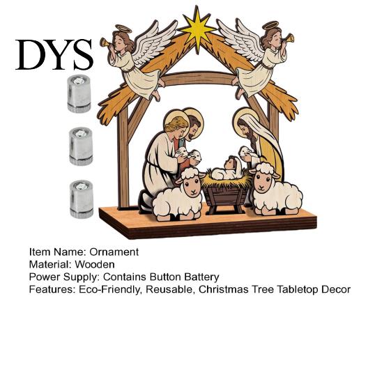 Wooden Hanging Ornaments Christmas Tabletop Glowing Ornament, 3D Tree Decoration with Decorative Crafts Warm Light, Festive Holiday Centerpiece