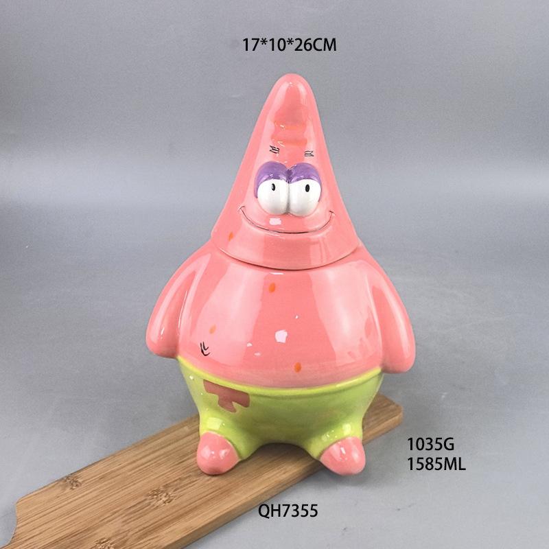 Anime Movie Character 3D Embossed Cookie Jar White Cloud Earth Candy Sealed Jar Cookie Storage Jar Cartoon Ceramic Jar