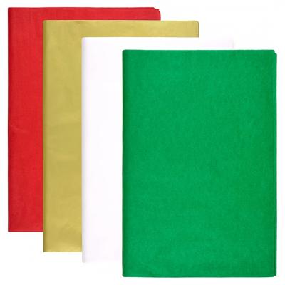 100 Red, Green, Golden, and White Christmas Tissues for Gift Packaging, DIY Craft Decoration, Holiday Gift Bags, and Party Decoration