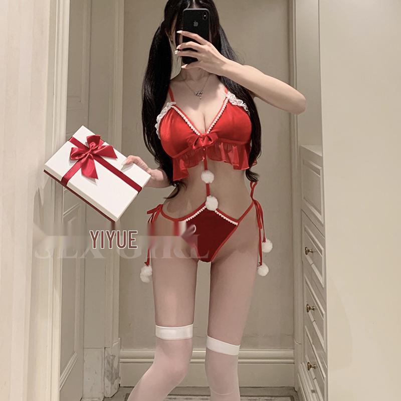 Yiyue Red New Year Christmas Bodysuit Lingerie Sleepwear 1105