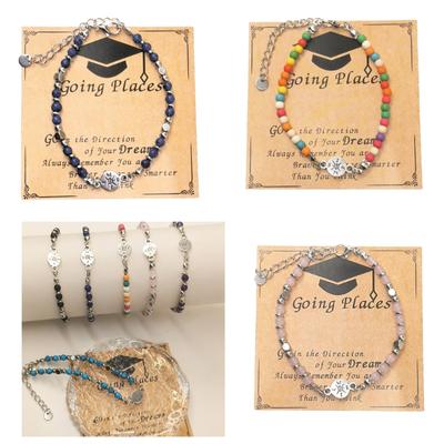 Verstelbaar Afstudeerarmbandje Voor Steen Kralen Sieraden Cadeauset voor Collegevriend Herdenkings Souvenirs Met Doos
