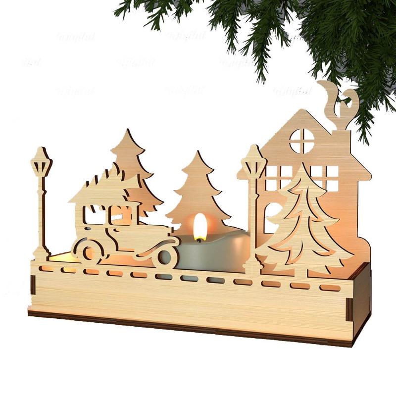 

Набор подсвечников Рождественская сцена Рождественские огни Подсвечник Коробка Деревянная подставка для свечей Настольное украшение Домашнее украшение для окна 16 * 11.2 cm