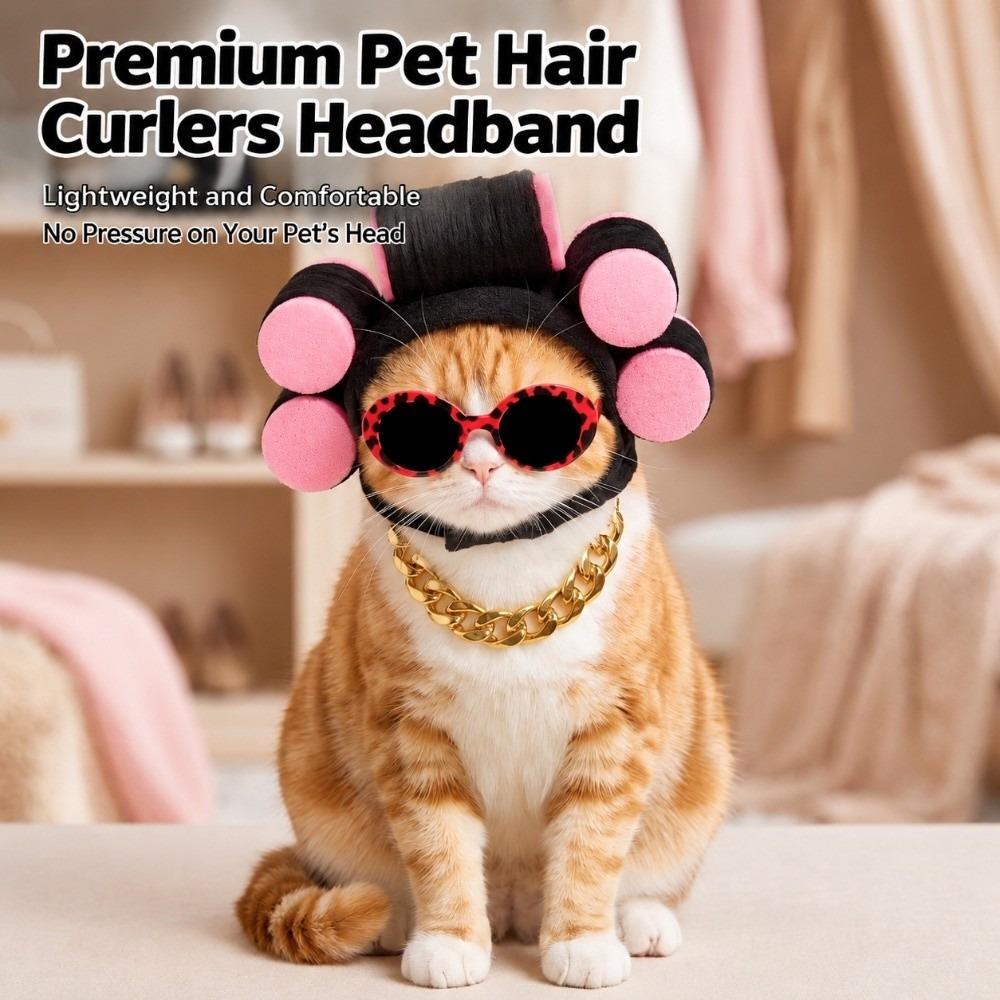 Curl Hair Roller Wig Pet Wig Headgear Lightweight Design Pet Gold Chain Prop Family Fun Gathering
