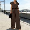 ZANZEA Women Short Sleeve Blouse and Long Pants Summer Two Piece Suit Sets