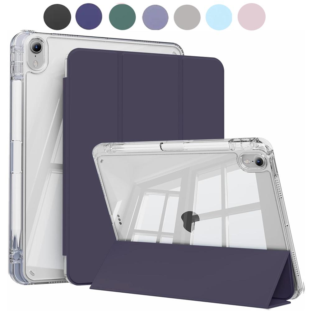 Case For iPad Mini 6 7 Case with Pencil Holder, Hard Clear Transparent Back & Soft TPU Shockproof Frame Cover, Auto Sleep/Wake