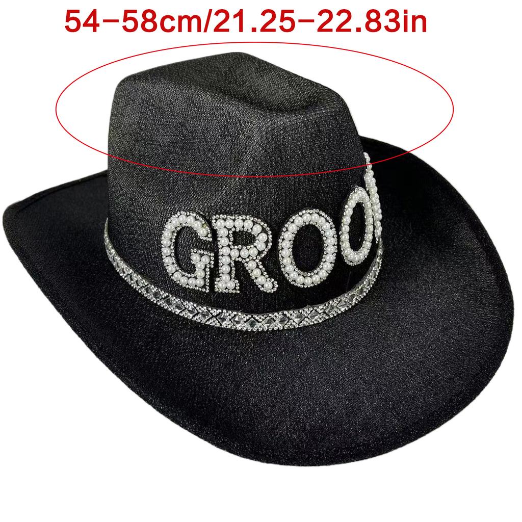 Bride Glitter Hat with Hand Beading Blingbling Crystal Cowgirl Hat Beaded Heavy Cowgirl Hat for Bachelorette Party