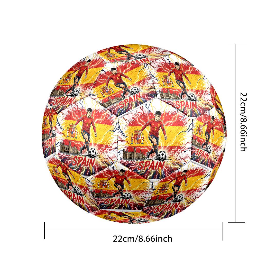 Spain Football Printed Size 5 Soccer Ball Wear Resistant Standard Adult Training Football Fan Gift for Indoor Outdoor Match Sports