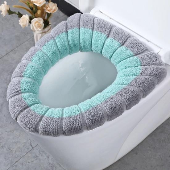 Toilet Seat Cover Mat Soft Velvet Fabric Universal Bathroom Toilet Seat Cover Washable Closestool