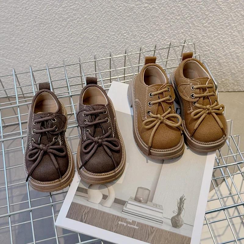 2024 Children Leather Shoes for Girls Autumn New Fashionable British Style Soft Bottom Anti-slippery Versatile Chic Trendy Shoes