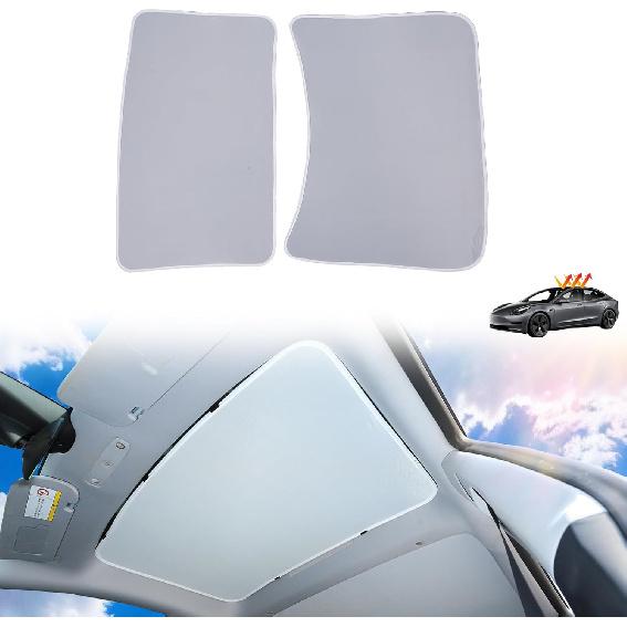 Top Glass Sunroof Sun Shade for 2025 Tesla Model 3, No Gap No Sag Roofs Sunshade with Storage Bag, No Gap No Sag Sunshade Roof Heat Insulation