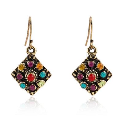 Böhmische farbige Diamantohrringe für Damen - Europäischer & Amerikanischer Retro-Stil