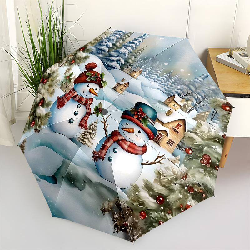 

Snowmen,Winter Scene Automatic Folding Umbrella Compact 8 rib Design,Unique Style,Suitable for Everyday Outdoor Use,Perfect Gift for F
