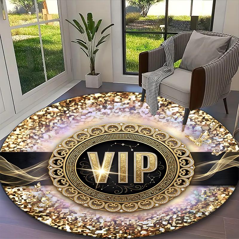 1pc Digital Printed Chair Rug for Home Office Use, VIP Carpet Appropriate for All Seasons, Soft Round Carpet