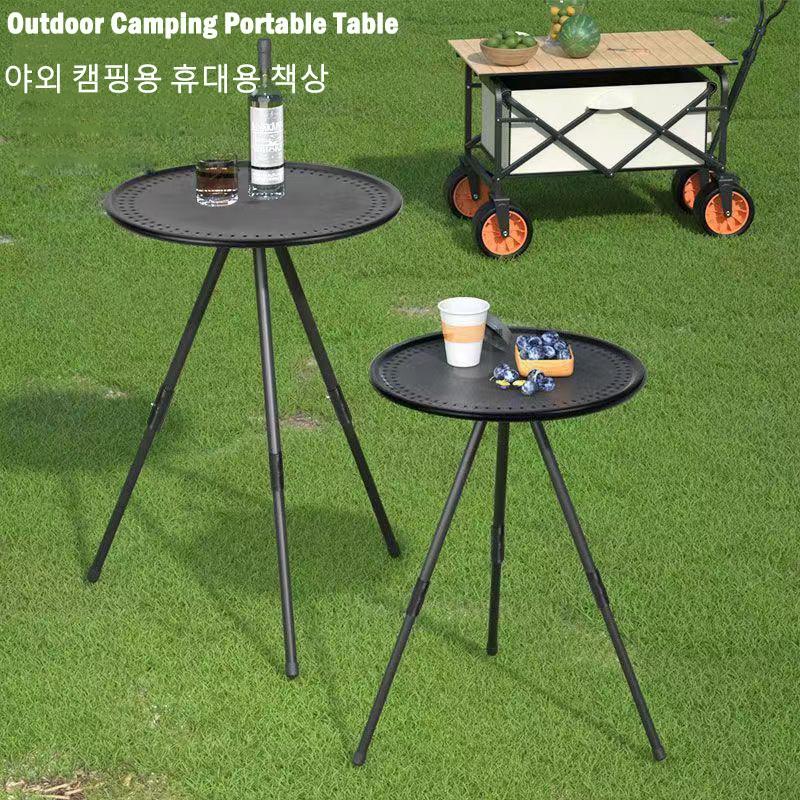 Folding Round Table With Chair Portable Mini Desk And Chair Set Ultra Light Adjustable Legs Folding Chair Camping Accessories