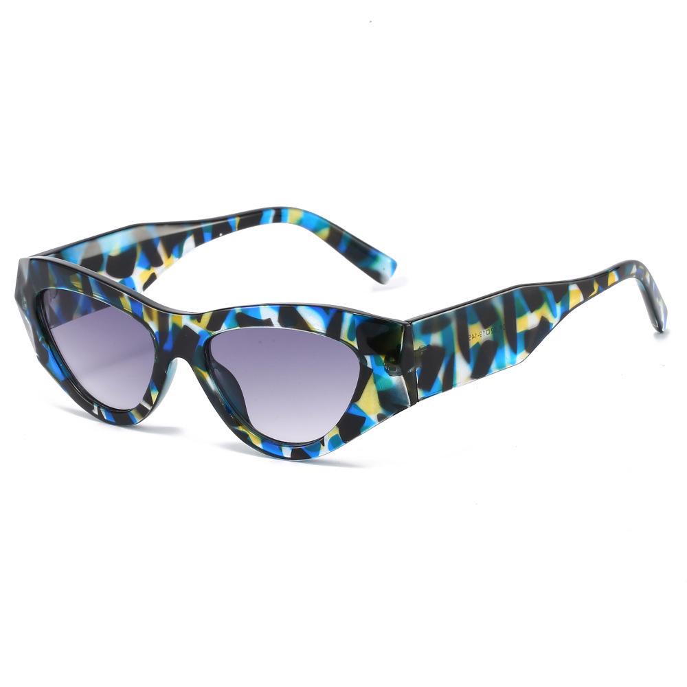 Cross-Border Cat-Eye Flat-Top Glasses with Contrasting Colors: European/American Style, Floral Wide Temples, Trendy Fashion Frame