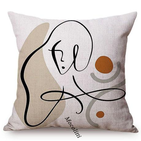 Modern Sketch Art Home Decoration Sofa Pillow Case Abstract Geometric Line Design Sexy Woman Face Decorative Chair Cushion Cover