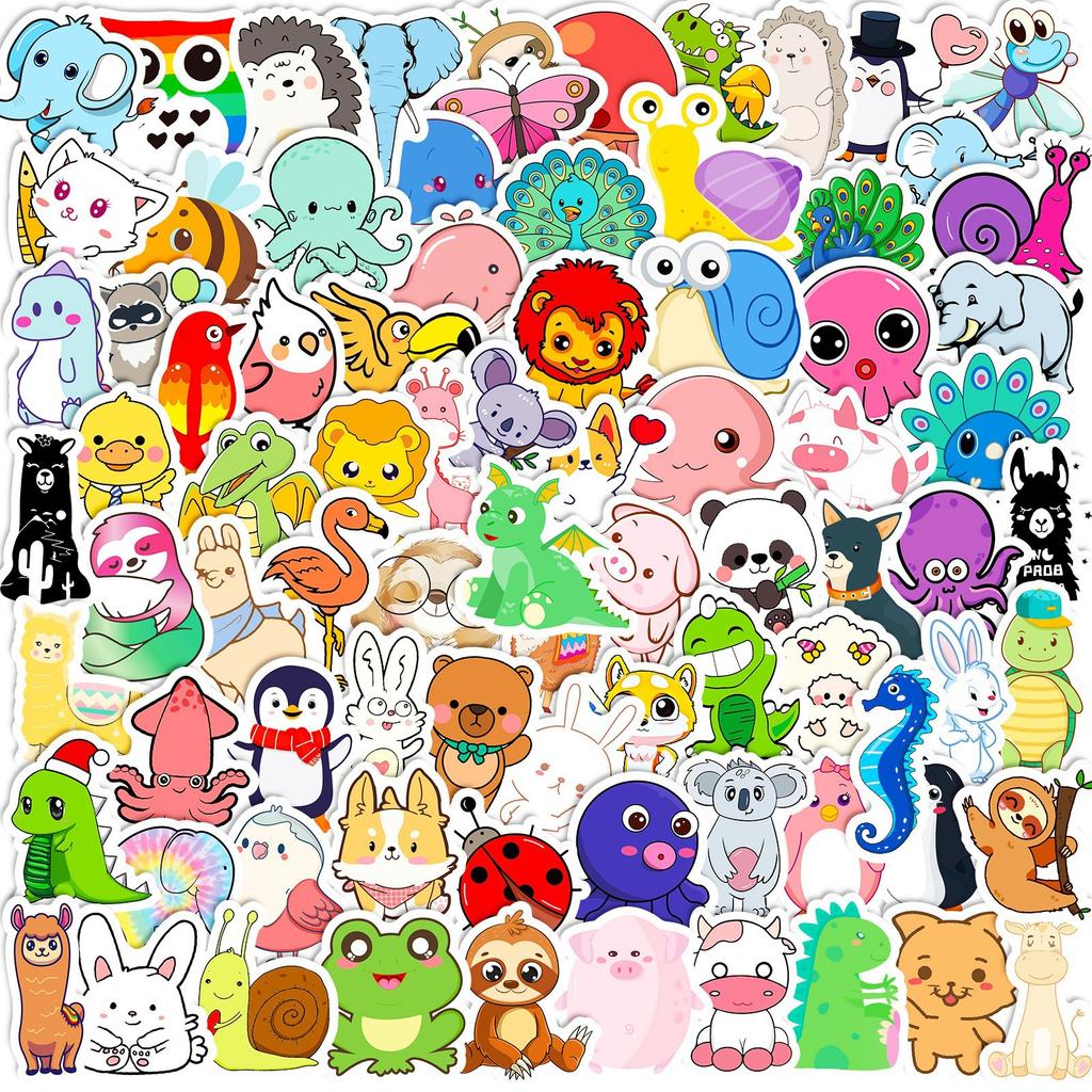 100 Kleine Größe 4cm Alpaka Kleine Tieraufkleber Waldtier-Sammlung Mix and Match Objekterkennungsaufkleber für Kinder