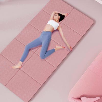 Vikbar Yogamatta Extra Tjock TPE Träningsmatta Bärbar Resa Halkfri Män Kvinnor Hemma Gym Träning Pilates Golvmatta