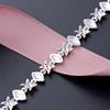 Lindon Women Zircon 925 Sterling Silver Jewelry Geometric Bead Chain Link Bracelet Fashion Fine Wedding Gift for Girlfriend