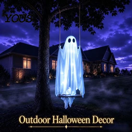 Idée Cadeau Rituel de Fête Décoration Fantôme Suspendu d'Halloween, Ornement à Suspendre Extérieur pour Jardin Porche Cour, Accessoires de Fête Résistants aux Intempéries Avant Effrayant