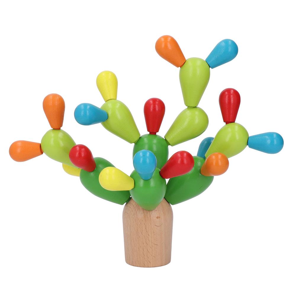 Wooden Stacking Cactus Toy Educational Preschool Toy Fun Colorful Build and Stack Cactus Blocks