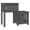 Table de chevet - Maison Exclusive - Gris - Bois de pin massif - 1 tiroir et 1 porte