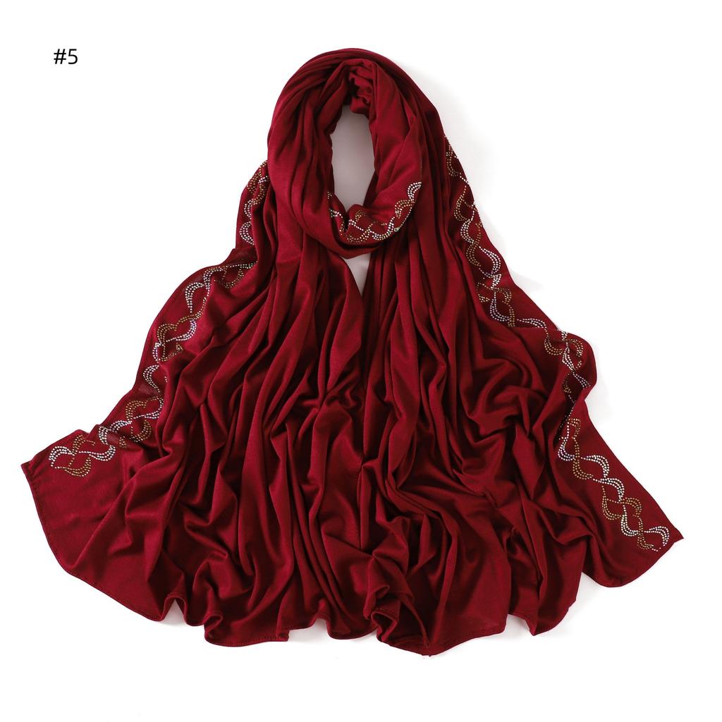 New Rhinestone Hijab for Women Gold Silver Diamond Muslim Headscarf Soft Breathable Jersey Wrap Eid Ramadan Fashion Accessories