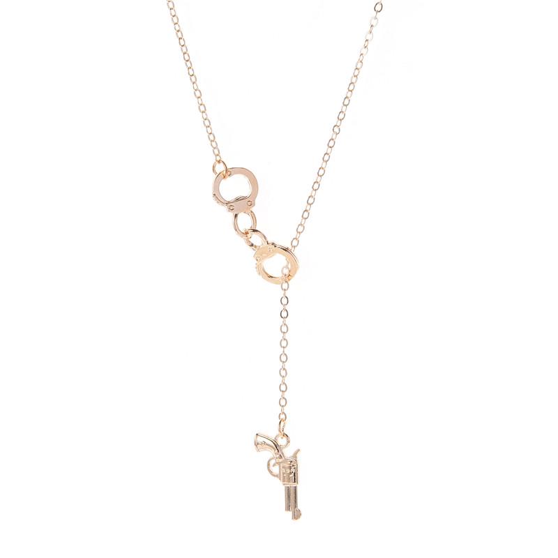 Handcuff & Gun Lariat Necklace Fifty Shades of Grey Pendant Necklace Women Fashion Sexy Jewelry