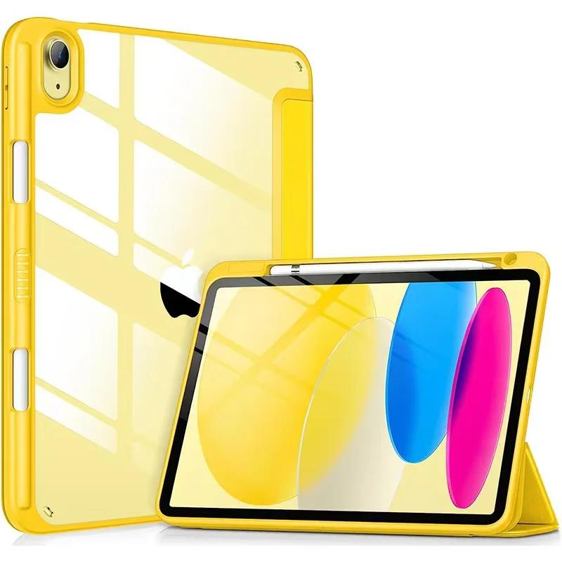 Coque pour iPad A16 11ème 10ème Génération avec Support Stylet Hybride Mince Tri-pli Support Housse de Protection antichoc iPad 10th jaune