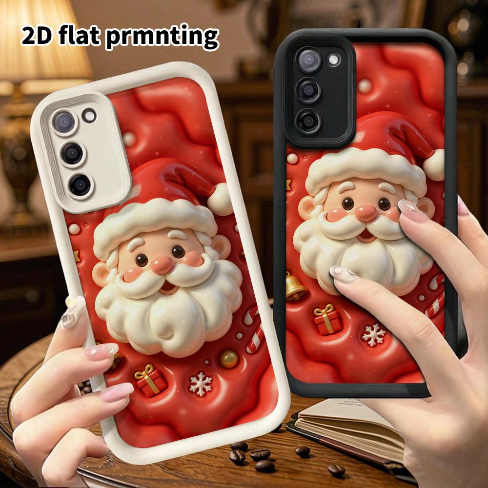 Phone case: 2D flat design suitable for Samsung Galaxy A34 A35 M05 M06 S20 S22 S21 FE Plus 5G protective case, Santa Claus head, perfect Christmas and
