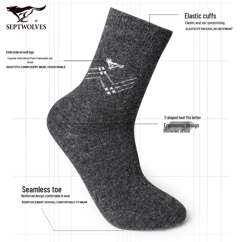 SEPTWOLVES Men's Thermal Wool Blend Mid-Calf Socks