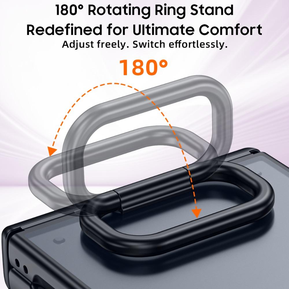 Luxury Ultra-thin Matte Skin Feel Ring Holder Case For Samsung Galaxy Z Flip 8 7 Bracket Tempered Glass Film Shockproof PC Cover