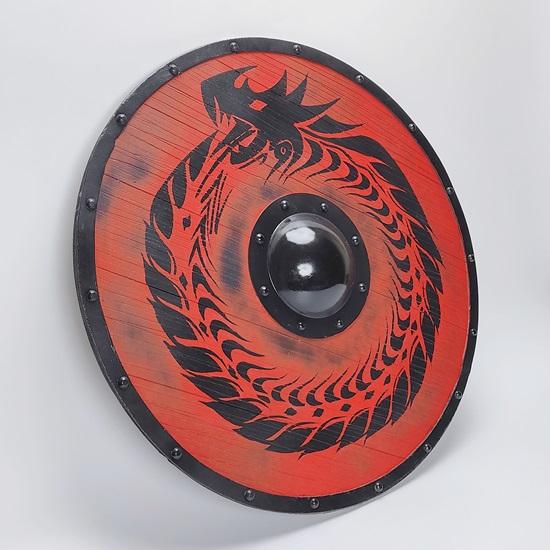 60,96 cm Wikinger-Cosplay-Holzschild, Mittelalter-Kostüm, Wikinger-Schild, kampfbereit, Wikinger-Schild, Ragnar, Wikinger-Schild, rund, dekoratives Geschenk