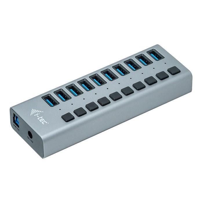 Hub USB 3.0 - I-TEC - Puissance avec 10 Ports USB 3.0 et Adaptateur dalimentation 48W