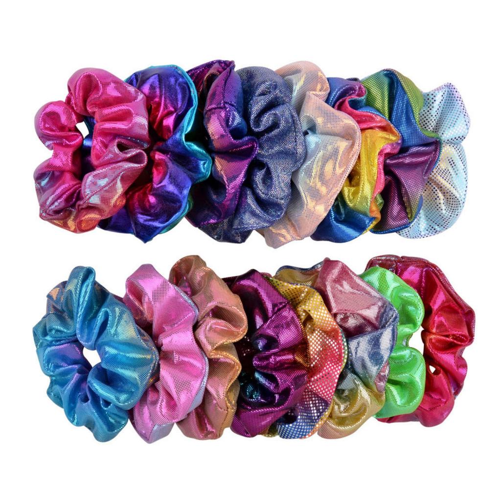 16PCS Multi-colour Laser Fabric Hair Bands Foiled Two-colour Gradient Pork Sausage Colon Bands Headbands
