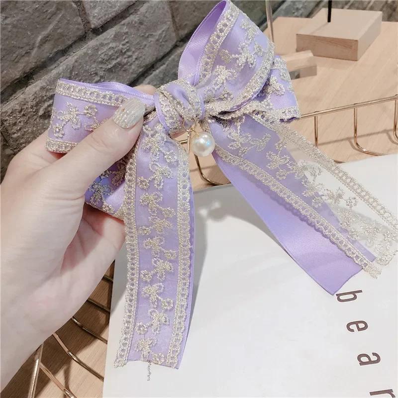 New Vintage Fabric Big Bow Brooch Lace Embroidery Bowkont Necktie Shirt Collar Fashion Jewelry Gifts for Women Accessories