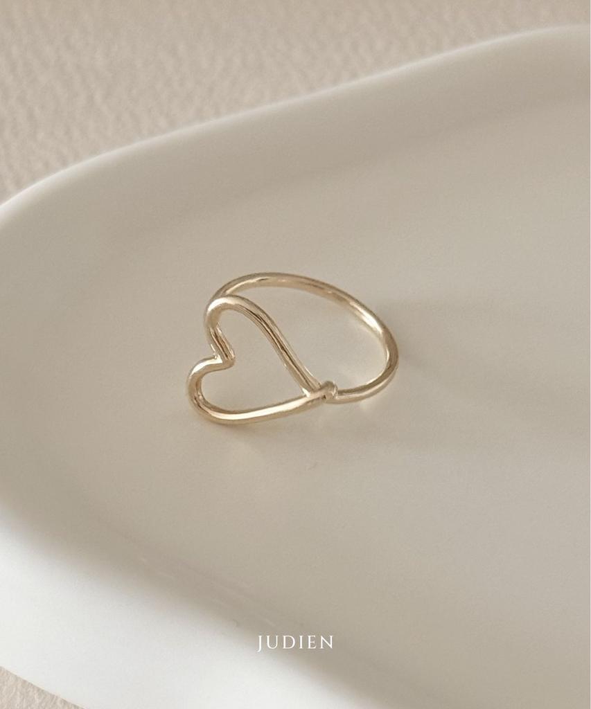 Judien 10K 14K 18K Heart Line Ring