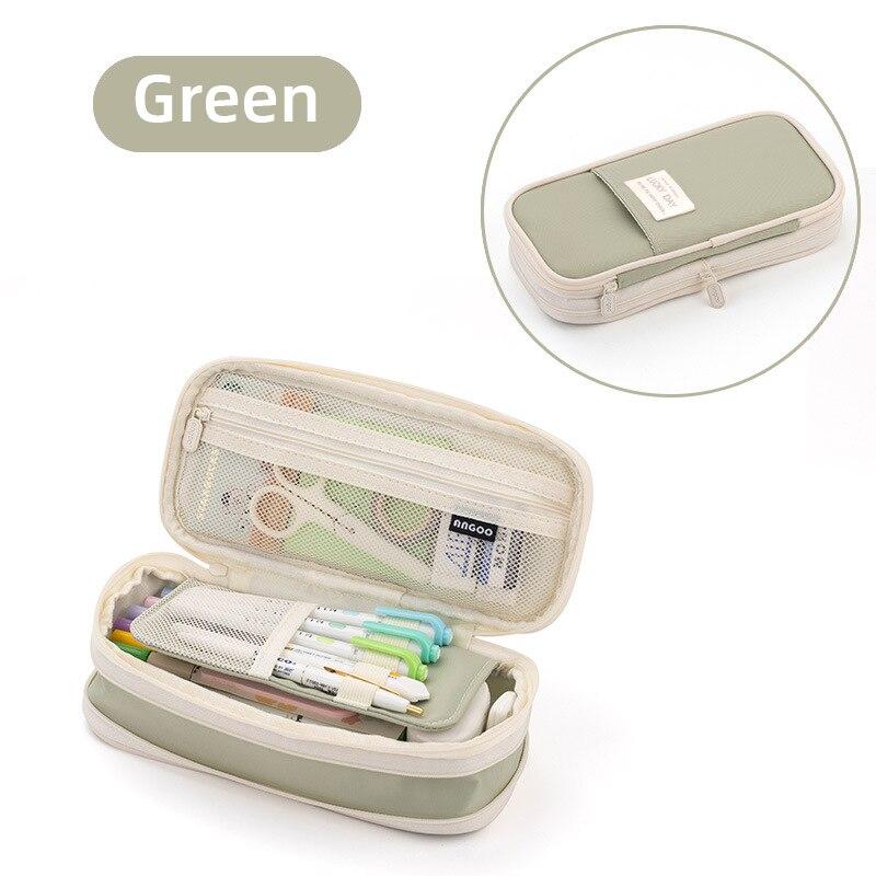 

Big Capacity Pencil Pen Case Office College School Large Storage High Capacity Bag Pouch Holder Box Organizer For Teen Girls зелёный