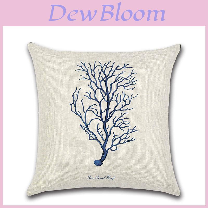Elegant Marine Organism Patterns Pillow Case For Home Sofa Bed Decor Square Cushion