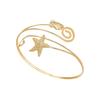 Boho Imitation Pearl Shell Upper Arm Cuff Bracelet for Women Music Note Spiral Starfish Open Bangle Beach Party Jewelry Gift