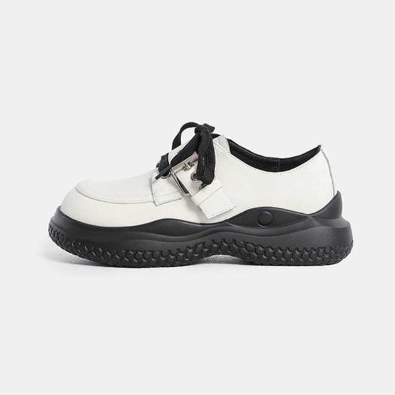 Casual Thick Bottom Small Leather Shoes Elevated Increase 2024 New Fashion Simple All-match Solid Color Women Shoes Autumntime