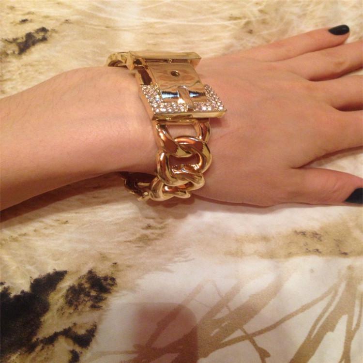 European & American Style Hollow Alloy Bracelet with White Rhinestones