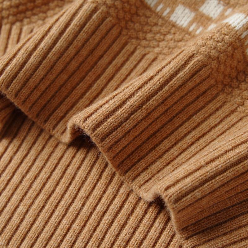 Women's Striped 100% Wool Semi-High Neck Sweater