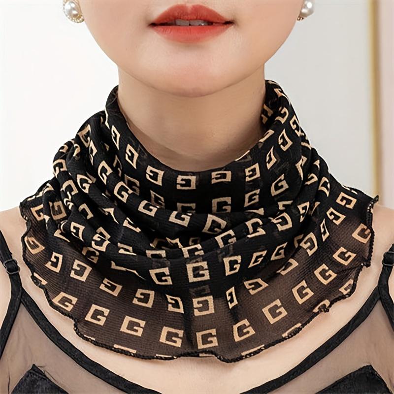 

Women s Elegant Printed Neck Gaiter Scarf - Elastic Breathable Face Mask & Cover with Classic Print