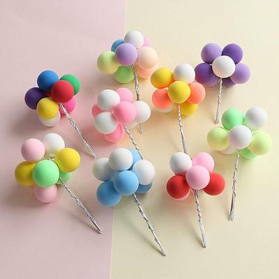 Décorations de gâteaux en forme de ballons macarons multicolores - Mousse de pâte polymère pour les anniversaires d'enfants