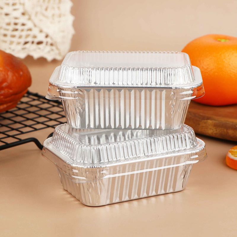 10Pcs Disposable Rectangular Aluminum Foil Baking Pans With Lids For Cakes Muffins Bread Food Storage Takeout Containers