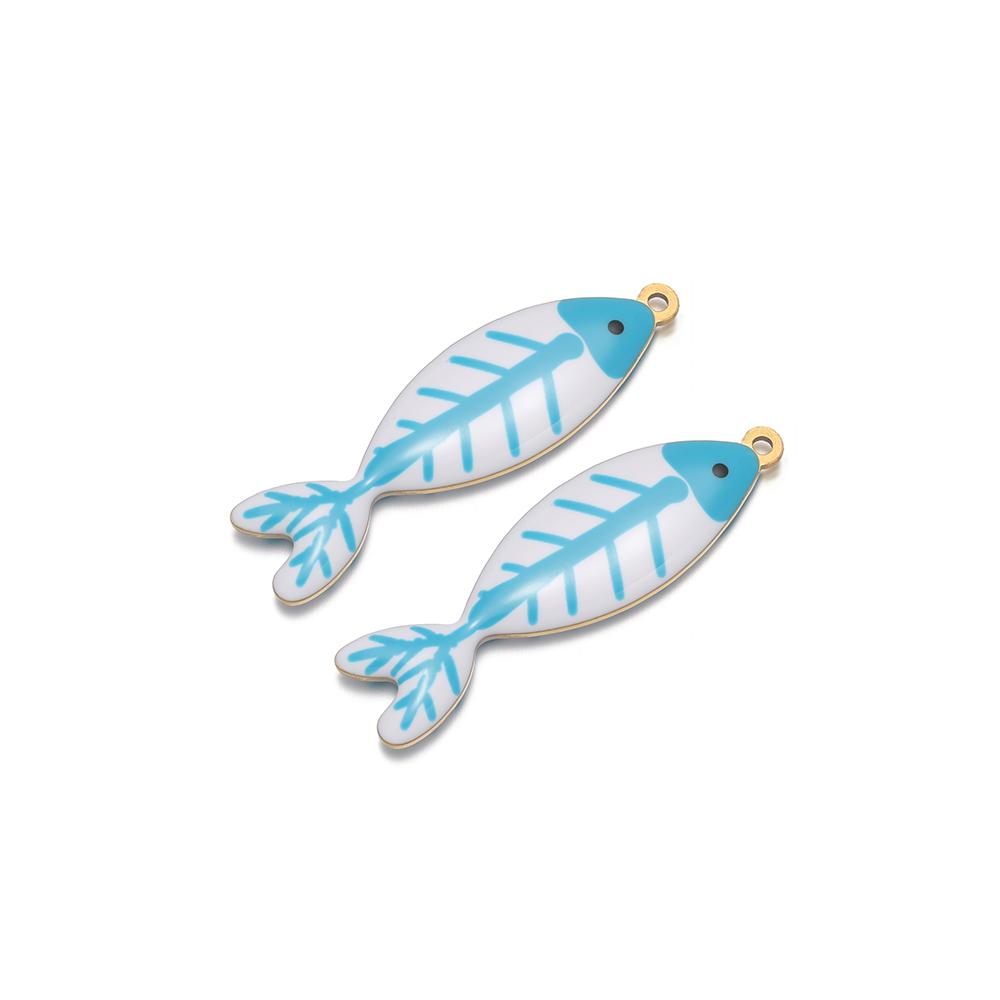 5pcs Stainless Steel Enamel Black Fish Bone Charms for DIY Jewelry Girls Necklace Pendants Kids Bracelet Women Earrings Making