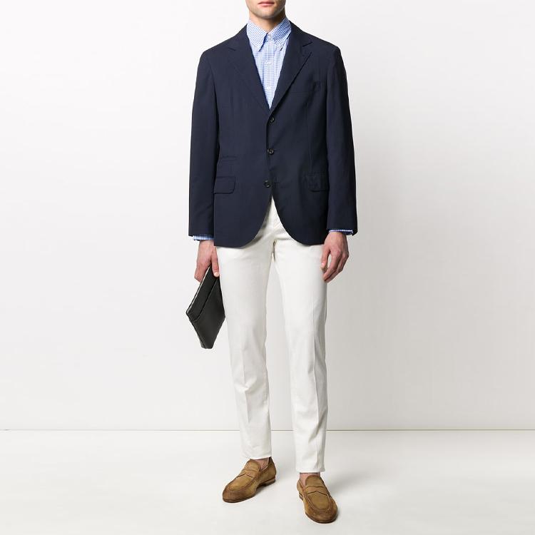 Polo Ralph Lauren FW21 Logo Brodert Rutete Skjorte Herre skjorter Blå 710794610-003